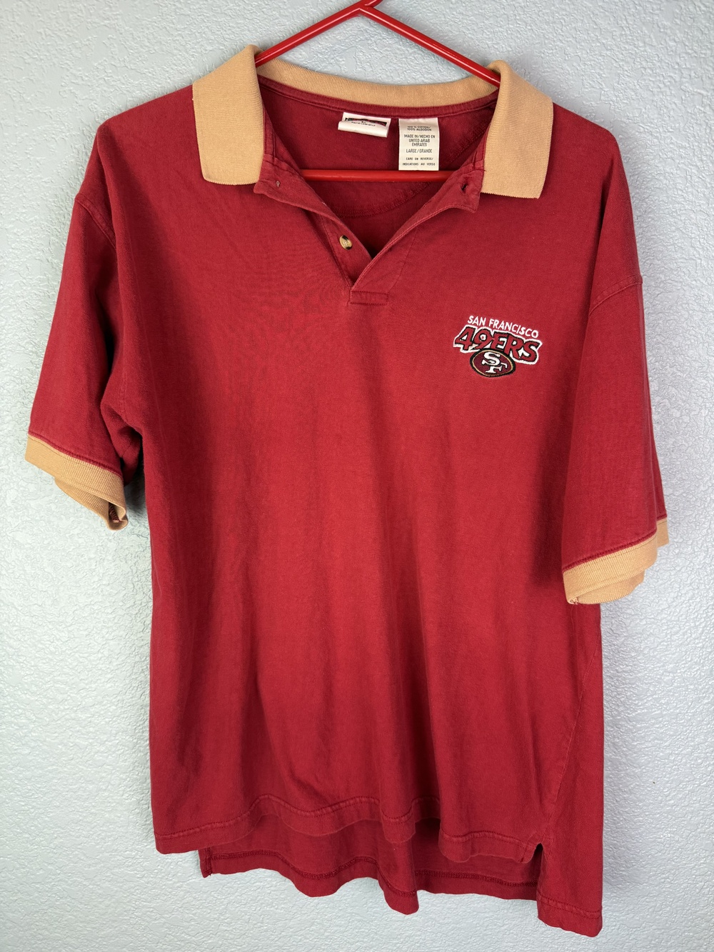 Vintage San Francisco 49ers Shirt Mens Large Red NFL Football The Edge 90s Polo